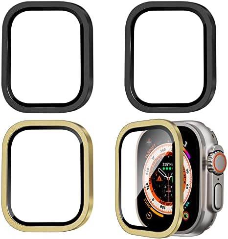 KAKUROKIE [4 ​​מגן מסך חבילה עבור Apple Watch Ultra 49 ממ, זכוכית מחוסמת 9 שעות + מסגרת סגסוגת טיטניום, [רגיש